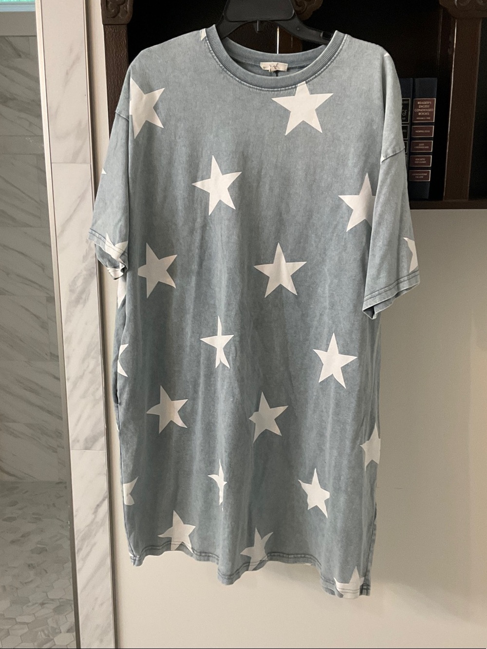 easel Blue Star Print Mini Dress